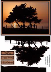 Sunset Card Front with Decoupage