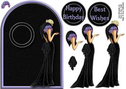 Lady in Black & Purple Rounded Quick Card