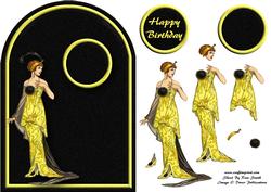 Lady in Black & Yellow Rounded Quick Card