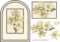 Cream Lilies on Black Rounded Quick Card