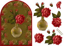 Pink Rose in Vase Rounded Quick Card