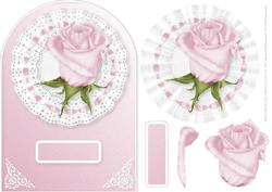 Pink Rose on Lace Rounded Quick Card