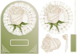 Cream Rose on Lace Rounded Card Front