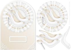 Cream and White Shoes on Lace Rounded Card Front
