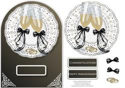 Champagne Glasses on Lace Rounded Card Front