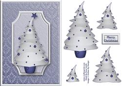 Blue & Silver Christmas Tree Quick Card