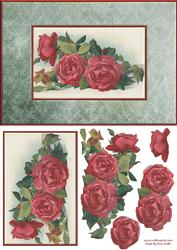 Red Roses on Damask Quick Card
