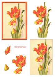 Orange Flowers Easy to Cut Decoupage