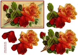Red & Orange Roses Easy to Cut Decoupage