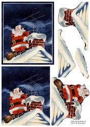 Santa on the Roof Easy to Cut Decoupage