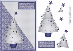 Blue Christmas Tree Card Front