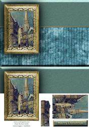 Vintage City Snow Scene Quick Card