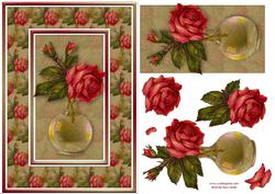 Red Roses in Vase Quick Card