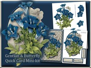 Gentian Flowers and Butterfly Quick Card Kit