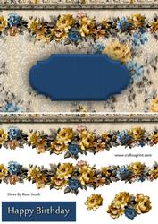 Blue & Yellow Roses Quick Card