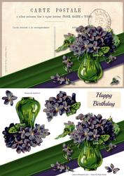 Vintage Purple Flowers Postcard Quick Card
