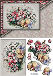 Roses and Hat Easy to Cut Quick Card