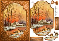 Snow Scene & Deer Quick Card