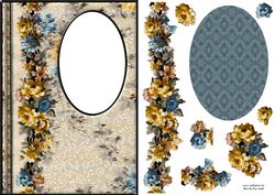 Yellow & Blue Vintage Roses Trendy Aperture Card