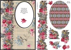 Pink & Blue Vintage Flowers Trendy Quick Card
