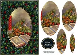 Bible, Candle & Holly Quick Card