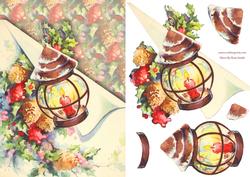 Christmas Lamp & Flowers Quick Card