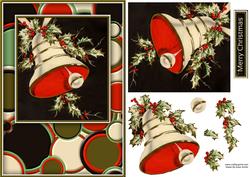 Modern Vintage Bells & Holly Quick Card