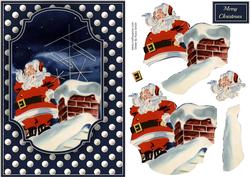 Modern Vintage Santa on the Roof Quick Card