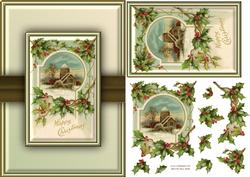 Snow Scene & Holly Quick Card
