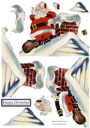 Santa on the Roof Shaped Card