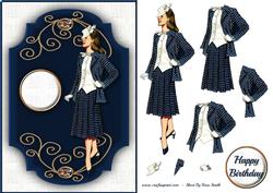 Lady in Blue & Cream Quick Card