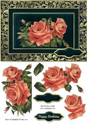 Pink Roses Fancy Quick Card