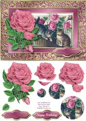 Cats & Roses Fancy Quick Card