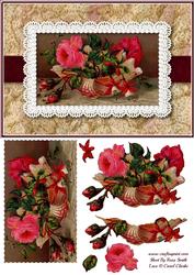 Vintage Pink Roses & Lace Quick Card