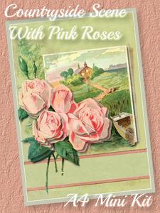 Countryside Scene with Pink Roses A4 Mini Kit