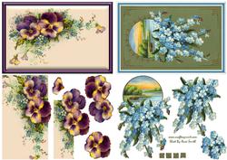 Pansies & Blue Flowers Duodecoupage