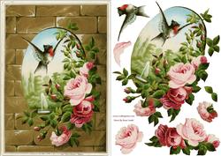 Vintage Roses & Bird Quick Card