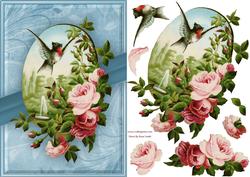 Vintage Bird and Roses Quick Card