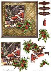 Sleeping Santa and Holly 6x6 Quick Card