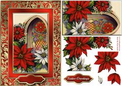 Poinsttias and Stained-glass Window Fancy Quick Card