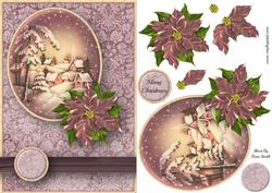 Snow Scene & Purple Poinsettia Quick Card