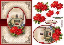 Fireplace & Poinsettias Quick Card