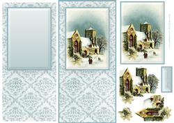 Snowy Church Dl Card with Decoupage and Insert