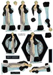 Lady in Black and Blue Decoupage