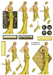 Lady in Yellow Dress Decoupage