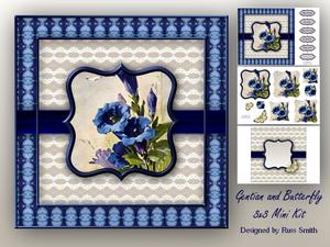 Gentian and Butterfly 8x8 Mini Kit