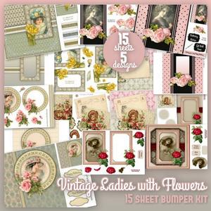 Vintage Ladies with Flowers Bumper Kit