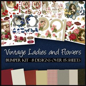 Vintage Ladies and Flowers 15 Sheet Bumper Kit