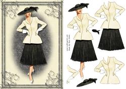 Lady in Black and Cream Card Front