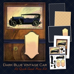 Dark Blue Vintage Car A5 Decoupage Mini Kit